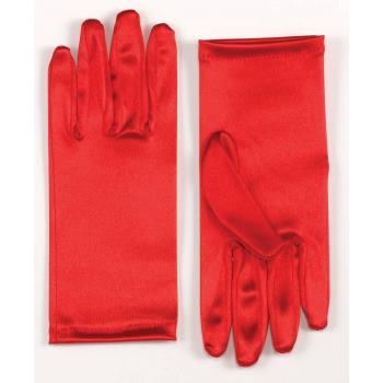 9&quot;SATIN GLOVES-RED