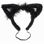 BLK CAT EARS W/WHT SATIN INSRT