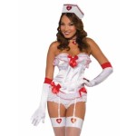 CORSET-WHITE W/RED TRIM