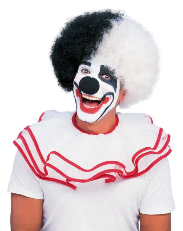 DLX CLOWN WIG WHITE &amp; BLACK