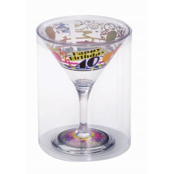 HAPPY BIRTHDAY 40 PLASTIC MARTINI GLASS